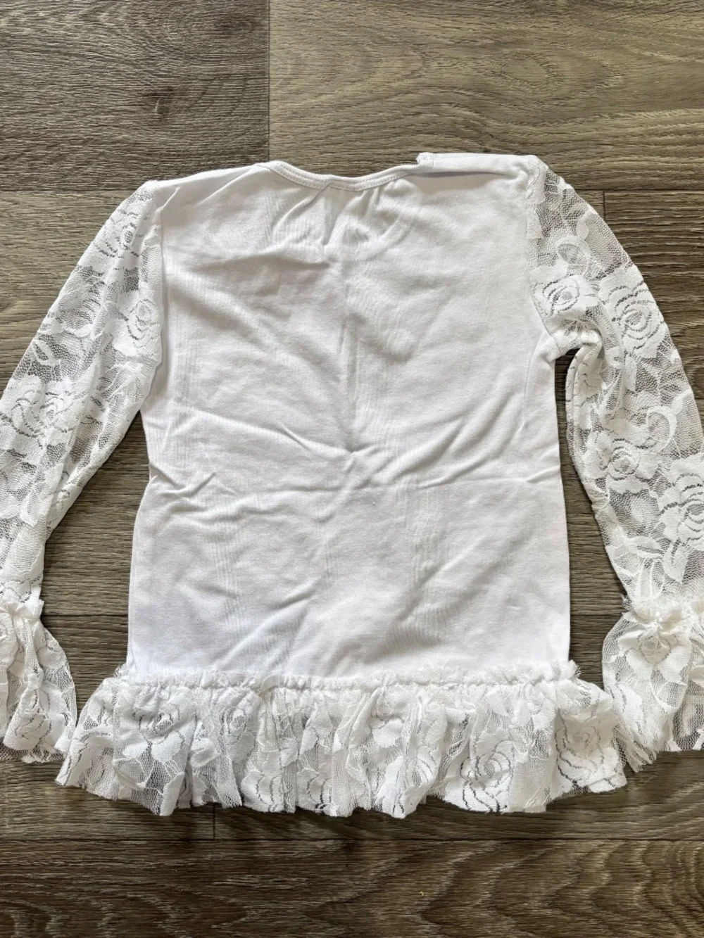 Kids Girls White Lace Long Sleeve Boutique T-Shirt Size Small Toddler 3/4t